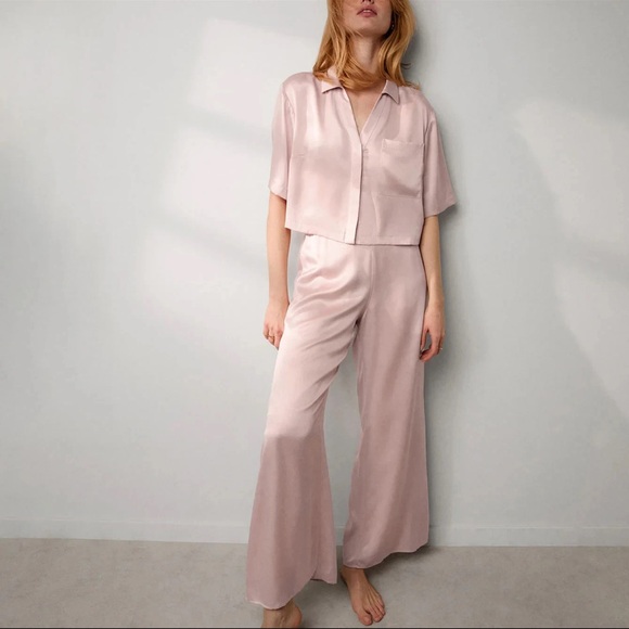 Lunya Washable Silk High Rise Side Slit Pant Lounge Pajama...